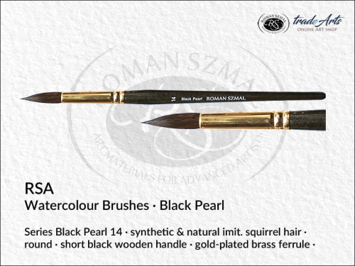 RSA Watercolour Round Synthetic Brushes Black Pearl 14, pędzle akwarelowe okrągłe syntetyczne RSA Black Pearl 14, RSA pędzle akwarelowe okrągłe syntetyczne Black Pearl 14,  pędzle akwarelowe Black Pearl, pędzle, akwarele, pędzle do akwareli,