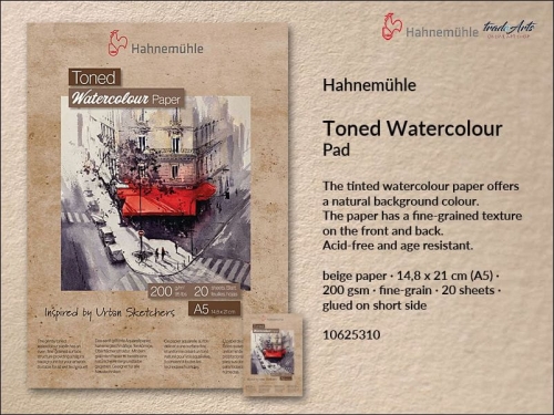Hahnemühle Toned Watercolour  Pad A5 Beige, pad akwarelowy Toned Beige A5 Hahnemühle, Hahnemühle Toned Beige pad akwarelowy A5, Toned Beige Hahnemühle Watercolour Pad,  Toned Grey &amp; Beige Hahnemühle Watercolour Pad, bloki, akwarela,