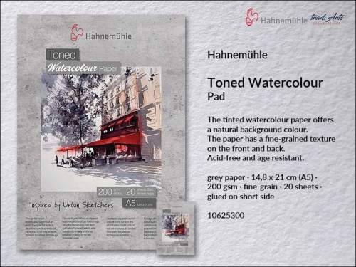 Hahnemühle Toned Watercolour  Pad A5 Grey, pad akwarelowy Toned Grey A5 Hahnemühle, Hahnemühle Toned Grey pad akwarelowy A5, Toned Grey Hahnemühle Watercolour Pad,  Toned Grey &amp; Beige Hahnemühle Watercolour Pad, bloki, akwarela,