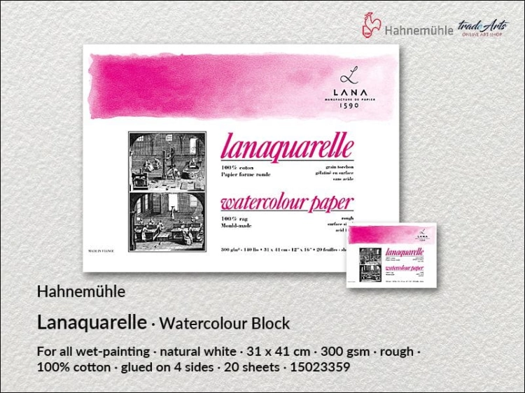 Hahnemühle Lanaquarelle Block Rough 31x41 cm, blok akwarelowy  Lanaquarelle Rough 31x41 cm Hahnemühle, Hahnemühle blok akwarelowy  Lanaquarelle Rough 31x41 cm, Hahnemühle Lanaquarelle Block, Lanaquarelle, bloki, akwarela,