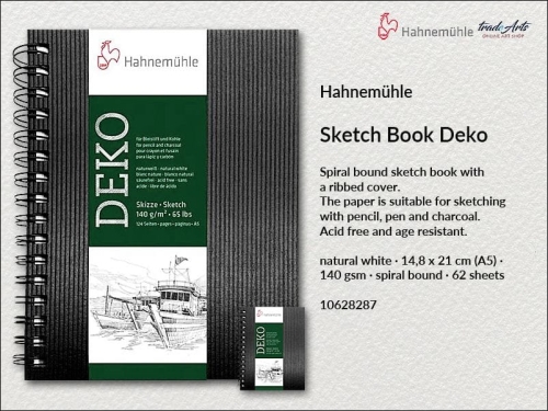 Hahnemühle Sketchbook Deko Spiral 140 gsm A5 62 ark., szkicownik na spirali Sketchbook Deko 140 gsm A5 62 ark. Hahnemühle, Hahnemühle szkicownik Sketchbook Deko Spiral A5 140 gsm 62 ark., szkicownik na spirali, sketchbook na spirali,