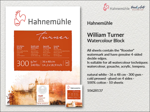 Hahnemühle Wiliam Turner Watercolour Block CP 36 x 48 cm, blok akwarelowy Wiliam Turner CP 36 x 48 cm Hahnemühle, Hahnemühle blok akwarelowy Wiliam Turner CP 36 x 48 cm, Hahnemühle Wiliam Turner Watercolour Block, bloki, akwarela,