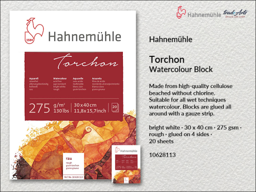 Hahnemühle Torchon Watercolour  Block 30 x 40 cm, blok akwarelowy Torchon 30 x 40 cm Hahnemühle, Hahnemühle Torchon blok akwarelowy 30 x 40 cm, Torchon Hahnemühle Watercolour Block, bloki, akwarela,