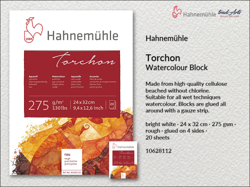 Hahnemühle Torchon Watercolour  Block 24 x 32 cm, blok akwarelowy Torchon 24 x 32 cm Hahnemühle, Hahnemühle Torchon blok akwarelowy 24 x 32 cm, Torchon Hahnemühle Watercolour Block, bloki, akwarela,