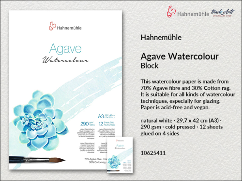 Hahnemühle Agave Watercolour Block CP A3, blok akwarelowy CP A3 agawa + bawełna Hahnemühle, Hahnemühle Agave blok akwarelowy CP A3, Agave Hahnemühle Watercolour Block,  Agave Natural Line Hahnemühle Watercolour Block, bloki, akwarela,