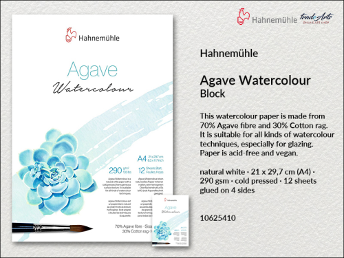 Hahnemühle Agave Watercolour Block CP A4, blok akwarelowy CP A4 agawa + bawełna Hahnemühle, Hahnemühle Agave blok akwarelowy CP A4, Agave Hahnemühle Watercolour Block,  Agave Natural Line Hahnemühle Watercolour Block, bloki, akwarela,