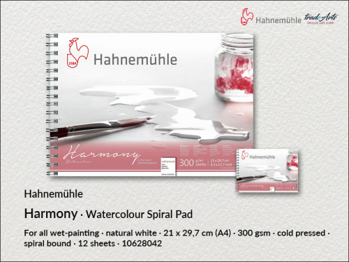 Hahnemühle Harmony Watercolour Pad Spiral A4 Landscape, blok akwarelowy A4 spirala Harmony, Hahnemühle, Hahnemühle blok akwarelowy A4 spirala, Harmony Hahnemühle Wtercolour Spiral Pad,  Harmony &amp; Expression Hahnemühle, bloki, akwarela,