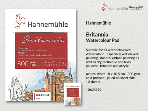 Hahnemühle Britannia Watercolour Pad CP 8 x 10,5 cm, blok akwarelowy 8 x 10,5 cm Britannia Hahnemühle, Hahnemühle blok akwarelowy Britannia 8 x 10,5 cm, Britannia Hahnemühle Watercolour Pad,  Expression Hahnemühle, bloki, akwarela,