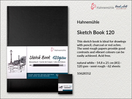 Hahnemühle Sketchbook 120 gsm A5 62 ark., szkicownik Sketchbook  120 gsm A5 62 ark. Hahnemühle, Hahnemühle szkicownik Sketchbook A5 120 gsm 62 ark., szkicownik, sketchbook,