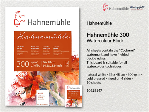 Hahnemühle Watercolour Cold Pressed 300 gsm 36 x 48 cm, blok akwarelowy  Cold Pressed 300 gsm 36 x 48 cm Hahnemühle, Hahnemühle blok akwarelowy Cold Pressed 300 gsm 36 x 48 cm, Hahnemühle Watercolour Block 300 gsm, bloki, akwarela,
