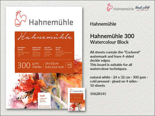 Hahnemühle Watercolour Cold Pressed 300 gsm 24 x 32 cm, blok akwarelowy  Cold Pressed 300 gsm 24 x 32 cm Hahnemühle, Hahnemühle blok akwarelowy Cold Pressed 300 gsm 24 x 32 cm, Hahnemühle Watercolour Block 300 gsm, bloki, akwarela,