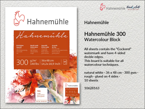 Hahnemühle Watercolour Block Rough 300 gsm 36 x 48 cm, blok akwarelowy  Rough 300 gsm 36 x 48 cm Hahnemühle, Hahnemühle blok akwarelowy Rough 300 gsm 36 x 48 cm, Hahnemühle Watercolour Block 300 gsm, bloki, akwarela,