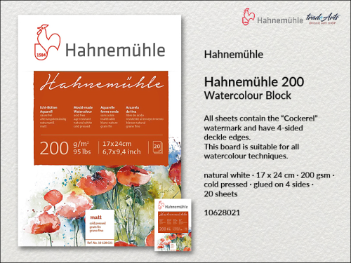 Hahnemühle Watercolour Block Cold Pressed 200 gsm 17 x 24 cm, blok akwarelowy  Cold Pressed 200 gsm 17 x 24 cm Hahnemühle, Hahnemühle blok akwarelowy  Cold Pressed 200 gsm 17 x 24 cm, Hahnemühle Watercolour Block 200 gsm, bloki, akwarela,