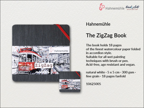 Hahnemühle Watercolour ZigZag Book 300 gsm 9 ark. 5 x 5 cm Watercolour ZigZag Book 300 gsm 9 ark. harmonijka  Hahnemühle, Hahnemühle Watercolour ZigZag Book 300 gsm 9 ark. harmonijka, książka akwarelowa wachlarzowa, akwarela,