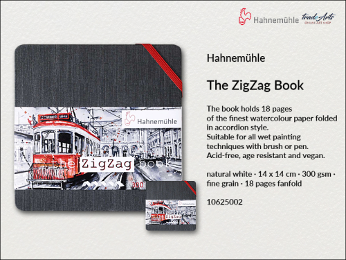 Hahnemühle Watercolour ZigZag Book 300 gsm 9 ark. 14x14 cm, Watercolour ZigZag Book 300 gsm 9 ark. harmonijka  14x14 cm Hahnemühle, Hahnemühle Watercolour ZigZag Book 300 gsm 9 ark. 14x14 cm harmonijka, książka akwarelowa wachlarzowa, akwarela,
