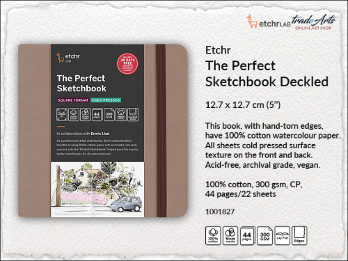 Etchr Lab Perfect Sketchbook Deckled Square 5", Etchr Lab Perfect Sketchbook Square Deckled szkicownik 12,7x12,7 cm, szkicownik Etchr Lab Perfect Sketchbook Square Deckled  12,7x12,7 cm, szkicowniki akwarelowe, sketchbook, gwasze, tempery, akwarela,