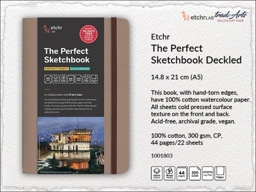 Etchr Lab Perfect Sketchbook Deckled Portrait A5, Etchr Lab Perfect Sketchbook Deckled szkicownik portret  A5, szkicownik Etchr Lab Perfect Sketchbook Deckled 100% bawełna A5, szkicowniki akwarelowe, sketchbook, gwasze, tempery, akwarela,