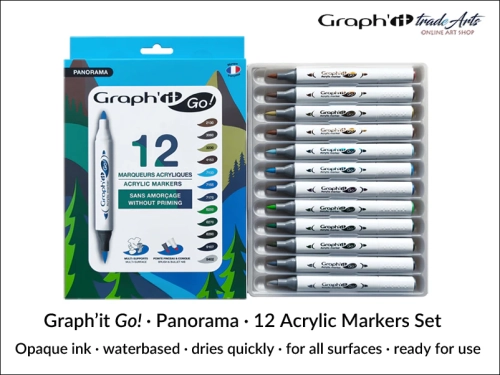 Graphit Go Panorama 12 Acrylic Markers Set GG09945