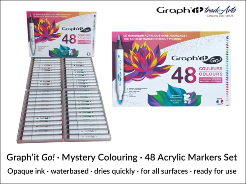 Graphit Go Mystery Coloring 48  Acrylic Markers Set GG09940