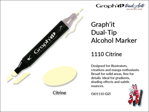 Graphit Alcohol Dual-Tip Marker Citrine 1110, marker alkoholowy dwustronny Graphit Citrine 1110, markery alkoholowe Graphit, marker, pisaki alkoholowe, markery dwustronne, markery Graphit, marker, pisak, Graphit,