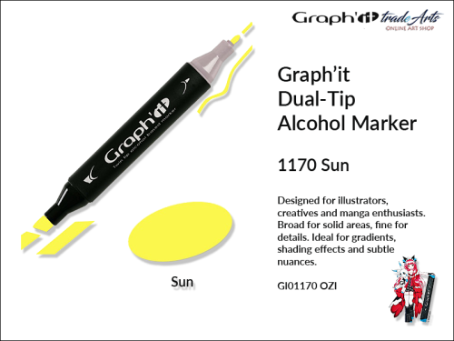 Graphit Alcohol Dual-Tip Marker Sun 1170, marker alkoholowy dwustronny Graphit Sun 1170, markery alkoholowe Graphit, marker, pisaki alkoholowe, markery dwustronne, markery Graphit, marker, pisak, Graphit,