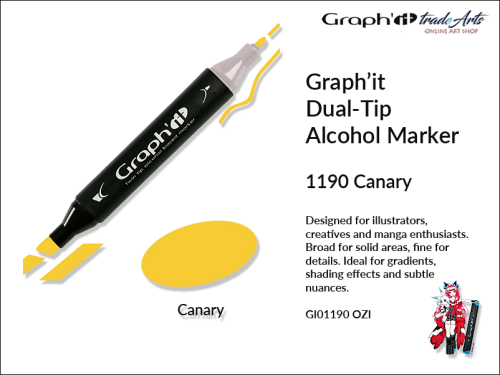 Graphit Alcohol Dual-Tip Marker Canary 1190, marker alkoholowy dwustronny Graphit Canary 1190, markery alkoholowe Graphit, marker, pisaki alkoholowe, markery dwustronne, markery Graphit, marker, pisak, Graphit,