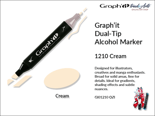Graphit Alcohol Dual-Tip Marker Cream 1210, marker alkoholowy dwustronny Graphit Cream 1210, markery alkoholowe Graphit, marker, pisaki alkoholowe, markery dwustronne, markery Graphit, marker, pisak, Graphit,