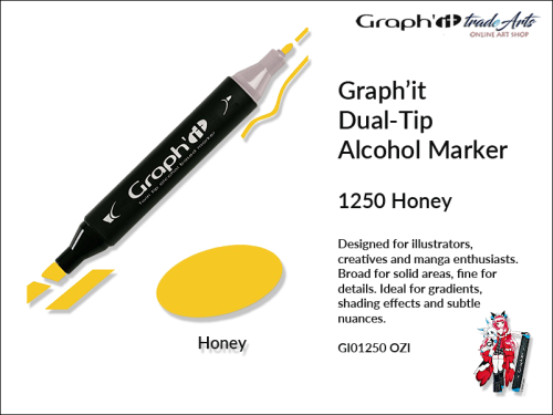 Graphit Alcohol Dual-Tip Marker Honey 1250, marker alkoholowy dwustronny Graphit Honey 1250, markery alkoholowe Graphit, marker, pisaki alkoholowe, markery dwustronne, markery Graphit, marker, pisak, Graphit,