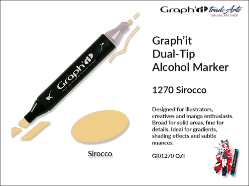Graphit Alcohol Dual-Tip Marker Sirocco 1270, marker alkoholowy dwustronny Graphit Sirocco 1270, markery alkoholowe Graphit, marker, pisaki alkoholowe, markery dwustronne, markery Graphit, marker, pisak, Graphit,