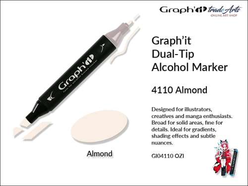 Graphit Alcohol Dual-Tip Marker Almond 4110, marker alkoholowy dwustronny Graphit Almond 4110 markery alkoholowe Graphit, marker, pisaki alkoholowe, markery dwustronne, markery Graphit, marker, pisak, Graphit,