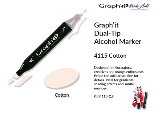 Graphit Alcohol Dual-Tip Marker Cotton 4115, marker alkoholowy dwustronny Graphit Cotton 4115 markery alkoholowe Graphit, marker, pisaki alkoholowe, markery dwustronne, markery Graphit, marker, pisak, Graphit,