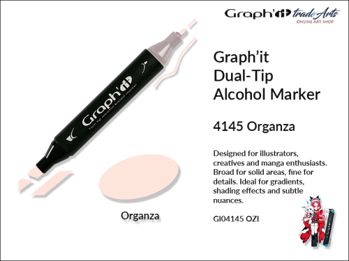 Graphit Alcohol Dual-Tip Marker Organza 4145, marker alkoholowy dwustronny Graphit Organza 4145, markery alkoholowe Graphit, marker, pisaki alkoholowe, markery dwustronne, markery Graphit, marker, pisak, Graphit,