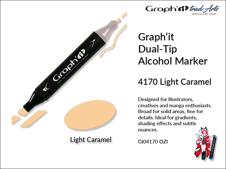 Graphit Alcohol Dual-Tip Marker Light Caramel 4170, marker alkoholowy dwustronny Graphit Light Caramel 4170, markery alkoholowe Graphit, marker, pisaki alkoholowe, markery dwustronne, markery Graphit, marker, pisak, Graphit,