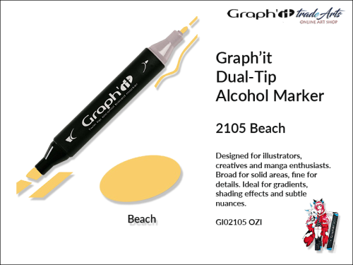 Graphit Alcohol Dual-Tip Marker Beach 2105, marker alkoholowy dwustronny Graphit Beach 2105, markery alkoholowe Graphit, marker, pisaki alkoholowe, markery dwustronne, markery Graphit, marker, pisak, Graphit,