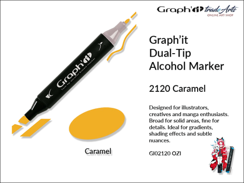 Graphit Alcohol Dual-Tip Marker Caramel 2110, marker alkoholowy dwustronny Graphit Caramel 2120, markery alkoholowe Graphit, marker, pisaki alkoholowe, markery dwustronne, markery Graphit, marker, pisak, Graphit,