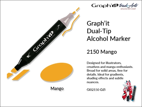 Graphit Alcohol Dual-Tip Marker Mango 2150, marker alkoholowy dwustronny Graphit Mango 2150, markery alkoholowe Graphit, marker, pisaki alkoholowe, markery dwustronne, markery Graphit, marker, pisak, Graphit,