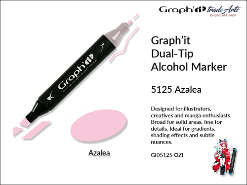 Graphit Alcohol Marker Dual-Tip Azalea 5125,  marker alkoholowy dwustronny Graphit Azalea 5125,  Graphit marker alkoholowy dwustronny Azalea 5125, markery alkoholowe, grafika, pisaki alkoholowe, Graphit,
