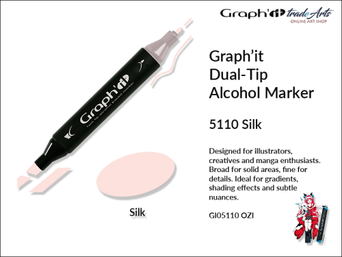 Graphit Alcohol Marker Dual-Tip Silk 5110,  marker alkoholowy dwustronny Graphit Silk 5110,  Graphit Silk 5110 marker alkoholowy dwustronny, markery alkoholowe, grafika, pisaki alkoholowe, Graphit markery,