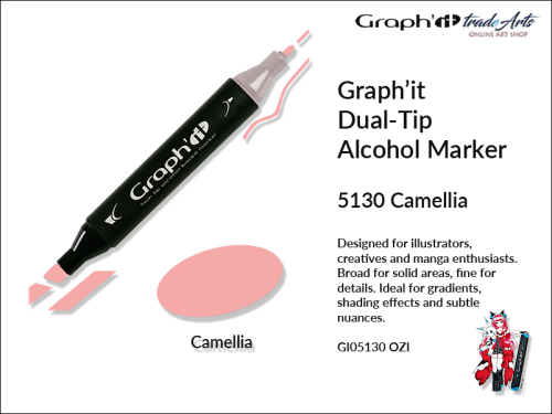 Graphit Alcohol Marker Dual-Tip Camellia 5130,  marker alkoholowy dwustronny Graphit Camellia 5130,  Graphit marker alkoholowy dwustronny Camellia 5130, markery alkoholowe, grafika, pisaki alkoholowe, Graphit,
