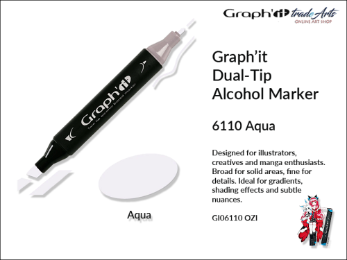 Graphit Alcohol Marker Dual-Tip Aqua 6110,  marker alkoholowy dwustronny Graphit Aqua 6110,  Graphit Aqua 6110 marker alkoholowy dwustronny, markery alkoholowe, grafika, pisaki alkoholowe, Graphit markery,