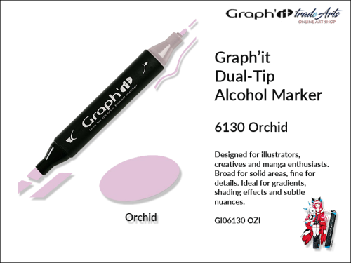 Graphit Alcohol Marker Dual-Tip Orchid 6130,  marker alkoholowy dwustronny Graphit Orchid 6130,  Graphit Orchid 6130 marker alkoholowy dwustronny, markery alkoholowe, grafika, pisaki alkoholowe, Graphit markery,