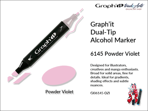 Graphit Alcohol Marker Dual-Tip Powder Violet 6145,  marker alkoholowy dwustronny Graphit Powder Violet 6145,  Graphit marker alkoholowy dwustronny Powder Violet 6145, markery alkoholowe, grafika, pisaki alkoholowe, Graphit,