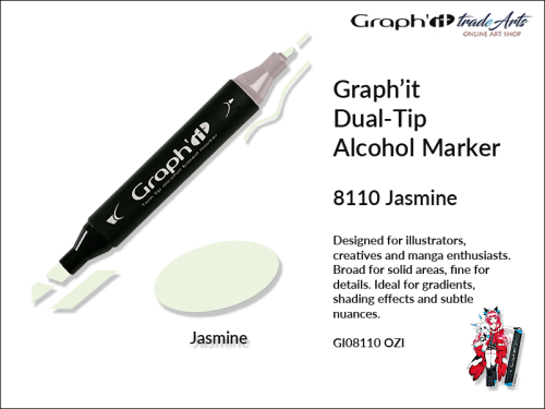 Graphit Alcohol Marker Dual-Tip Jasmine 8110 marker alkoholowy dwustronny Graphit Jasmine 8110,  Graphit Jasmine 8110 marker alkoholowy dwustronny, markery alkoholowe, grafika, pisaki alkoholowe, Graphit markery,
