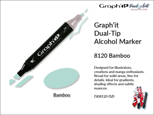Graphit Alcohol Marker Dual-Tip Bamboo 8120 marker alkoholowy dwustronny Graphit Bamboo 8120,  Graphit Bamboo 8120 marker alkoholowy dwustronny, markery alkoholowe, grafika, pisaki alkoholowe, Graphit markery,