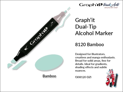 Graphit Alcohol Marker Dual-Tip Bamboo 8120 marker alkoholowy dwustronny Graphit Bamboo 8120,  Graphit Bamboo 8120 marker alkoholowy dwustronny, markery alkoholowe, grafika, pisaki alkoholowe, Graphit markery,