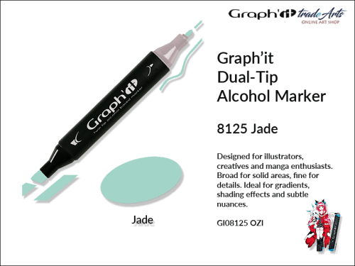 Graphit Alcohol Marker Dual-Tip Jade 8125,  marker alkoholowy dwustronny Graphit Jade 8125,  Graphit Jade 8125 marker alkoholowy dwustronny, markery alkoholowe, grafika, pisaki alkoholowe, Graphit markery,