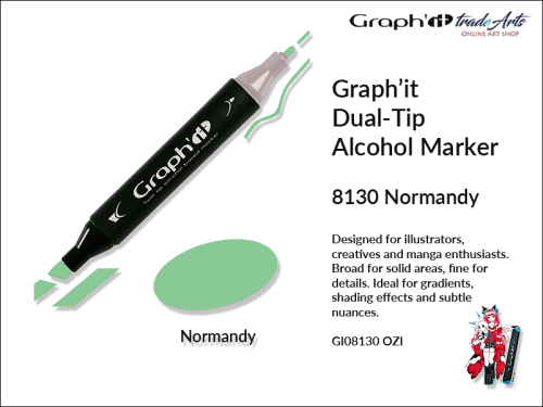 Graphit Alcohol Marker Dual-Tip Normandy 8130 marker alkoholowy dwustronny Graphit Normandy 8130,  Graphit Normandy 8130 marker alkoholowy dwustronny, markery alkoholowe, grafika, pisaki alkoholowe, Graphit markery,