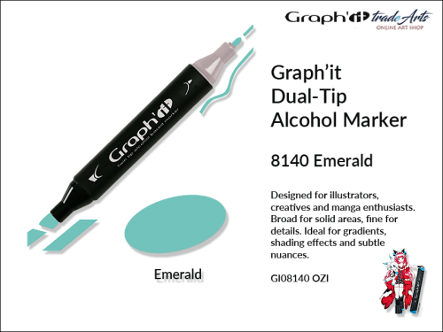 Graphit Alcohol Marker Dual-Tip Emerald 8140 marker alkoholowy dwustronny Graphit Emerald 8140,  Graphit Emerald 8140 marker alkoholowy dwustronny, markery alkoholowe, grafika, pisaki alkoholowe, Graphit markery,