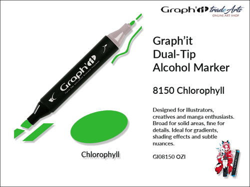 Graphit Alcohol Marker Dual-Tip Chlorophyll 8160 marker alkoholowy dwustronny Graphit Chlorophyll 8160,  Graphit Chlorophyll 8160 marker alkoholowy dwustronny, markery alkoholowe, grafika, pisaki alkoholowe, Graphit markery,