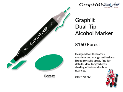 Graphit Alcohol Marker Dual-Tip Forest 8160 marker alkoholowy dwustronny Graphit Forest 8160,  Graphit Forest 8160 marker alkoholowy dwustronny, markery alkoholowe, grafika, pisaki alkoholowe, Graphit markery,